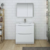 Fresca Tuscany 32" Glossy White Free Standing Modern Bathroom Vanity W/ Medicine Cabinet - FVN9132WH