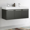 Fresca Vista 48" Black Wall Hung Double Sink Modern Bathroom Cabinet W/ Integrated Sink - FCB8092BW-D-I
