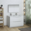 Fresca Tuscany 48" Glossy White Free Standing Double Sink Modern Bathroom Vanity W/ Medicine Cabinet - FVN9148WH-D