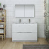 Fresca Tuscany 48" Glossy White Free Standing Double Sink Modern Bathroom Vanity W/ Medicine Cabinet - FVN9148WH-D