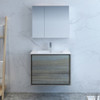 Fresca Catania 30" Ocean Gray Wall Hung Modern Bathroom Vanity W/ Medicine Cabinet - FVN9230OG