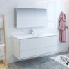 Fresca Catania 60" Glossy White Wall Hung Single Sink Modern Bathroom Vanity W/ Medicine Cabinet - FVN9260WH-S
