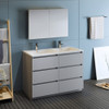 Fresca Lazzaro 48" Gray Free Standing Double Sink Modern Bathroom Vanity W/ Medicine Cabinet - FVN93-2424GR-D