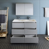 Fresca Lazzaro 48" Gray Free Standing Double Sink Modern Bathroom Vanity W/ Medicine Cabinet - FVN93-2424GR-D