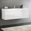 Fresca Vista 60" White Wall Hung Single Sink Modern Bathroom Cabinet W/ Integrated Sink - FCB8093WH-I
