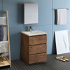 Fresca Lazzaro 24" Rosewood Free Standing Modern Bathroom Vanity W/ Medicine Cabinet - FVN9324RW
