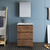 Fresca Lazzaro 24" Rosewood Free Standing Modern Bathroom Vanity W/ Medicine Cabinet - FVN9324RW