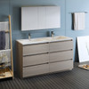 Fresca Lazzaro 60" Gray Wood Free Standing Double Sink Modern Bathroom Vanity W/ Medicine Cabinet - FVN93-3030MGO-D