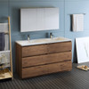 Fresca Lazzaro 60" Rosewood Free Standing Double Sink Modern Bathroom Vanity W/ Medicine Cabinet - FVN93-3030RW-D