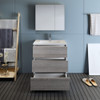 Fresca Lazzaro 30" Glossy Ash Gray Free Standing Modern Bathroom Vanity W/ Medicine Cabinet - FVN9330HA
