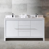 Fresca Allier 60" White Modern Double Sink Bathroom Cabinet W/ Top & Sinks - FCB8119WH-CWH-U