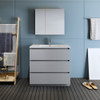 Fresca Lazzaro 36" Gray Free Standing Modern Bathroom Vanity W/ Medicine Cabinet - FVN9336GR