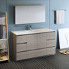 Fresca Lazzaro 60" Gray Wood Free Standing Single Sink Modern Bathroom Vanity W/ Medicine Cabinet - FVN9360MGO-S