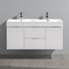 Fresca Valencia 48" Glossy White Wall Hung Double Sink Modern Bathroom Vanity - FCB8348WH-D-I