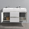 Fresca Valencia 48" Glossy White Wall Hung Double Sink Modern Bathroom Vanity - FCB8348WH-D-I