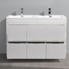 Fresca Valencia 48" Glossy White Free Standing Double Sink Modern Bathroom Vanity - FCB8448WH-D-I
