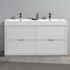 Fresca Valencia 60" Glossy White Free Standing Double Sink Modern Bathroom Vanity - FCB8460WH-D-I