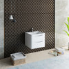 Fresca Tuscany 24" Glossy White Wall Hung Modern Bathroom Cabinet W/ Integrated Sink - FCB9024WH-I