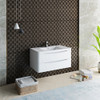 Fresca Tuscany 40" Glossy White Wall Hung Modern Bathroom Cabinet W/ Integrated Sink - FCB9040WH-I