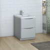 Fresca Tuscany 24" Glossy Gray Free Standing Modern Bathroom Cabinet W/ Integrated Sink - FCB9124GRG-I