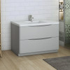 Fresca Tuscany 48" Glossy Gray Free Standing Modern Bathroom Cabinet W/ Integrated Sink - FCB9148GRG-I