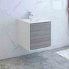 Fresca Catania 24" Glossy Ash Gray Wall Hung Modern Bathroom Cabinet W/ Integrated Sink - FCB9224HA-I