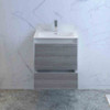 Fresca Catania 24" Glossy Ash Gray Wall Hung Modern Bathroom Cabinet W/ Integrated Sink - FCB9224HA-I