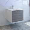Fresca Catania 30" Glossy Ash Gray Wall Hung Modern Bathroom Cabinet W/ Integrated Sink - FCB9230HA-I