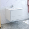 Fresca Catania 36" Glossy White Wall Hung Modern Bathroom Cabinet W/ Integrated Sink - FCB9236WH-I