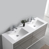 Fresca Catania 60" Glossy Ash Gray Wall Hung Modern Bathroom Cabinet W/ Integrated Double Sink - FCB9260HA-D-I