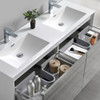 Fresca Catania 60" Glossy Ash Gray Wall Hung Modern Bathroom Cabinet W/ Integrated Double Sink - FCB9260HA-D-I