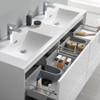 Fresca Catania 60" Glossy White Wall Hung Modern Bathroom Cabinet W/ Integrated Double Sink - FCB9260WH-D-I