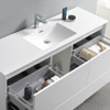 Fresca Catania 60" Glossy White Wall Hung Modern Bathroom Cabinet W/ Integrated Single Sink - FCB9260WH-S-I