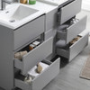 Fresca Lazzaro 60" Gray Free Standing Double Sink Modern Bathroom Cabinet W/ Integrated Sinks - FCB93-241224GR-D-I