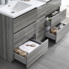 Fresca Lazzaro 60" Glossy Ash Gray Free Standing Double Sink Modern Bathroom Cabinet W/ Integrated Sinks - FCB93-241224HA-D-I