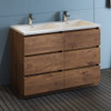 Fresca Lazzaro 48" Rosewood Free Standing Modern Bathroom Cabinet W/ Integrated Double Sink - FCB93-2424RW-D-I