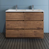 Fresca Lazzaro 48" Rosewood Free Standing Modern Bathroom Cabinet W/ Integrated Double Sink - FCB93-2424RW-D-I