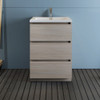 Fresca Lazzaro 24" Gray Wood Free Standing Modern Bathroom Cabinet W/ Integrated Sink - FCB9324MGO-I