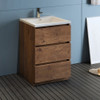 Fresca Lazzaro 24" Rosewood Free Standing Modern Bathroom Cabinet W/ Integrated Sink - FCB9324RW-I