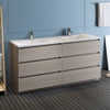 Fresca Lazzaro 72" Gray Wood Free Standing Modern Bathroom Cabinet W/ Integrated Double Sink - FCB93-3636MGO-D-I