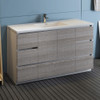 Fresca Lazzaro 60" Glossy Ash Gray Free Standing Modern Bathroom Cabinet W/ Integrated Single Sink - FCB9360HA-S-I