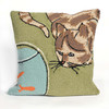 Liora Manne Frontporch 1430/06 Curious Cat Green Hand Tufted Square 18"