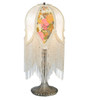 Meyda 15"h Fabric & Fringe Victorian Tulip Accent Lamp - 109198