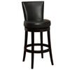 Armen Living Boston Swivel Barstool In Black Bonded Leather 26" Seat Height
