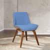 Armen Living Agi Mid-century Side Chair In Blue Fabric With Walnut Wood Finish