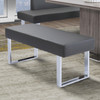 Armen Living Amanda Contemporary Dining Bench In Gray Faux Leather And Chrome Finish