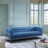 Armen Living Andre Contemporary Sofa In Brushed Stainless Steel And Blue Fabric