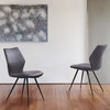 Armen Living Agoura Contemporary Dining Chair In Black Powder Coated Finish And Grey Faux Leather - Set Of 2