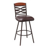 Arden Contemporary 30" Bar Height Barstool In Auburn Bay Finish With Brown Faux Leather And Sedona Wood Finish Back