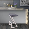 Armen Living Atlantis 30" Bar Height Backless Barstool In Brushed Stainless Steel Finish With Black Faux Leather